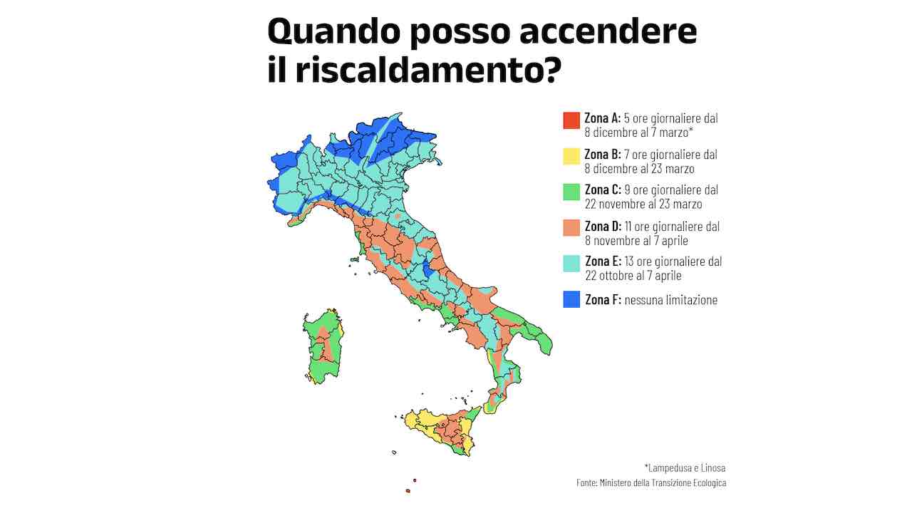 Mappa Zone riscaldamento Italia