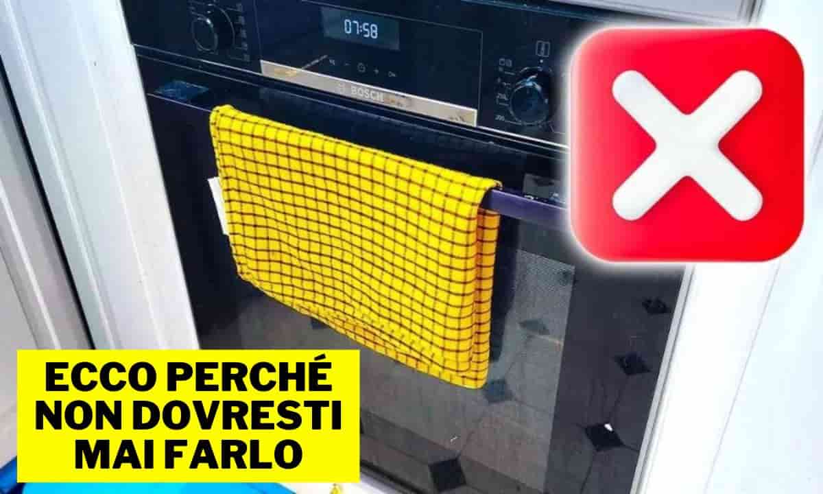 Strofinaccio sulla porta del forno non farlo