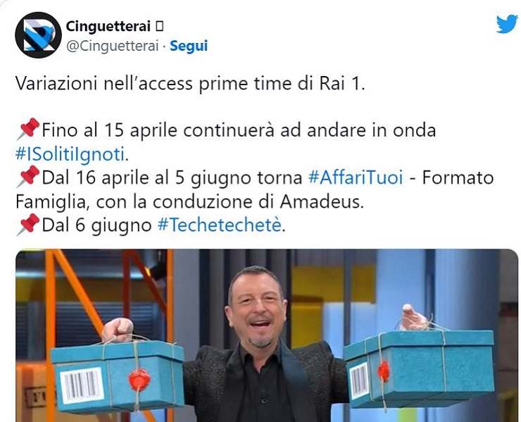 amadeus affari tuoi formato famiglia