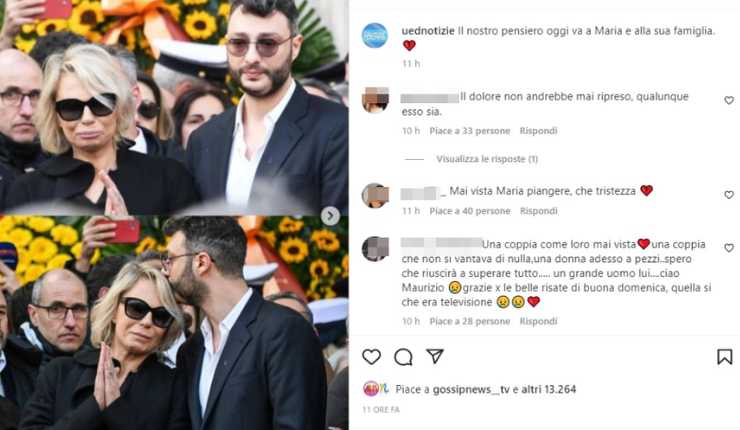 il pianto di maria de filippi al termine dei funerali di maurizio costanzo