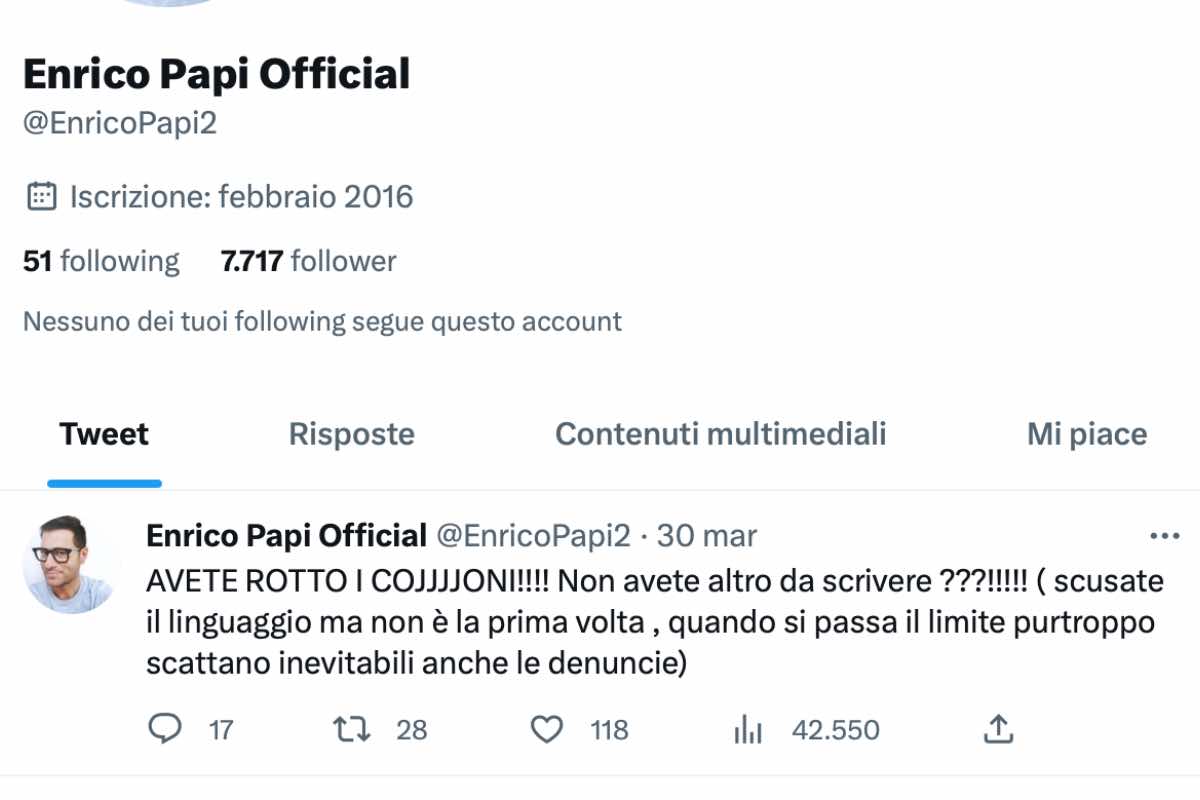 Enrico Papi Tweet
